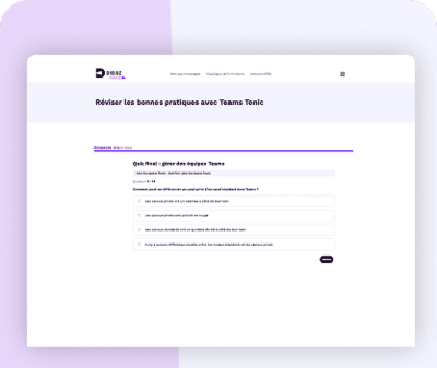 Quiz dans un parcours de formation Teams - plateforme SkillUp
